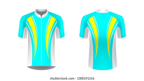 Sportswear templates. Designs for sublimation printing. Uniform blank for triathlon, cycling, cross country, run, marathon, race. Vector mocup. Team or uniform concept. Cycling tour kit design.