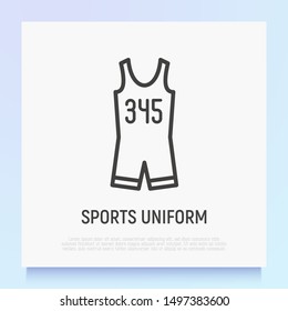 Sportswear for triathlon thin line icon. Sleeveless skinsuit. Modern vector illustration.