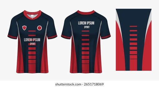 Sportswear T-shirt Design Mockup - Frente, trás e detalhe