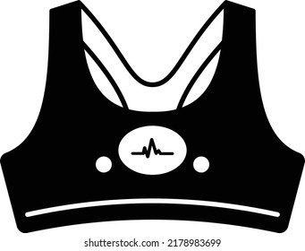 Sportswear For Woman Textile Electrodes Vector Icon Design, Wearable Technology Symbol, Personal Internet Of Things Sign, Tech Togs Stock, Intelligent Sports Bra With Heart Beat Sensor Concept