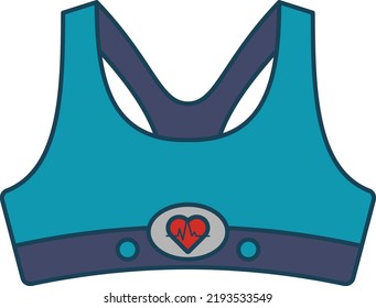 Sportswear For Woman Textile Electrodes Vector Icon Design, Wearable Technology Symbol, Personal Internet Of Things Sign, Tech Togs Stock, Intelligent Sports Bra With Heart Beat Sensor Concept