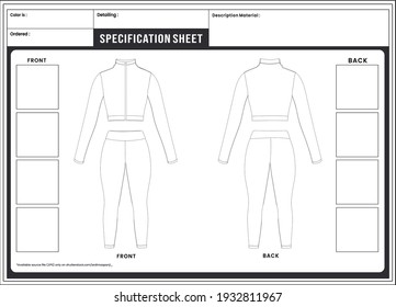 Sportwear Woman Specification Sheet, Detailing and Simple, for Commercial Use