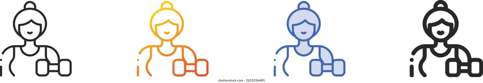sportwoman icon.Thin Linear, Gradient, Blue Stroke and bold Style Design Isolated On White Background