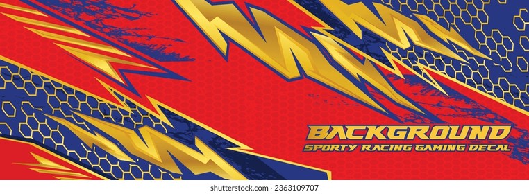 Esporto abstracto llamativo coche decal ilustración vectorial diseño racing thunder elemento hexagón mitad grunge banner stripes de juego