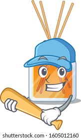 Sporty air freshener sticks cartoon character design with baseball