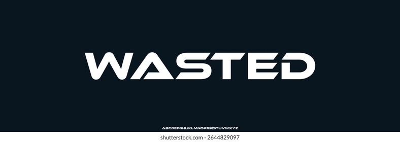 Sporty alphabet, wide bold font for powerful dynamic lettering, swift automotive logo, energetic daring headline, car racing branding. Vector typeset