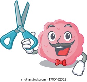 Sporty anaplasma phagocytophilum cartoon character design with barber