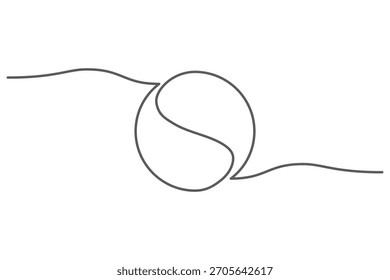 Sporty artwork. Continuous Line Baseball Softball, isolated on white background