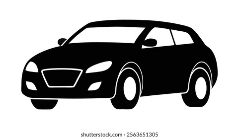 Sporty black car silhouette vector. Modern sedan vector illustration. Stylish car silhouette for graphics