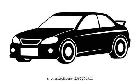 Sporty black car silhouette vector. Modern sedan vector illustration. Stylish car silhouette for graphics