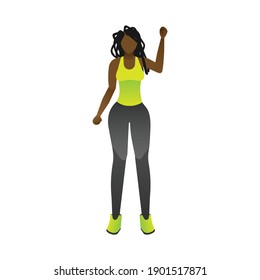 Sporty Black Girl Activist - Vector Illustration