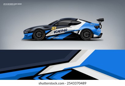 Sportlich blau Car Wrap Livery Design Vektor Datei fertig drucken eps10 