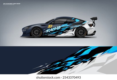 Sporty blue Car wrap livery design vector file ready print eps10 