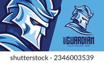 Sporty Blue Knight Emblem: Modern Vector Logo Design for Esport Team, Badge, Guardian Mascot, and T-shirt Printing