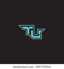 sporty and bold concept TU dynamic gaming monogram logo letter blue esport