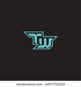 sporty and bold concept TW dynamic gaming monogram logo letter blue esport
