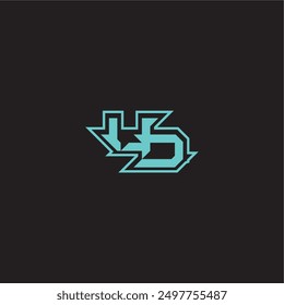 concepto deportivo y audaz UD dinámico juego monograma logo letra azul esport