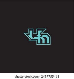 sporty and bold concept UM dynamic gaming monogram logo letter blue esport