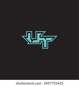 sporty and bold concept UT dynamic gaming monogram logo letter blue esport