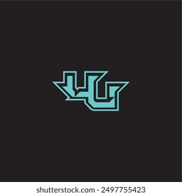 sporty and bold concept UU dynamic gaming monogram logo letter blue esport