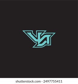sporty and bold concept VA dynamic gaming monogram logo letter blue esport