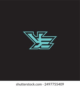 sporty and bold concept VE dynamic gaming monogram logo letter blue esport