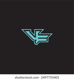 sporty and bold concept VF dynamic gaming monogram logo letter blue esport