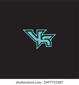 concepto deportivo y audaz VK juego dinámico monograma logo letra azul esport