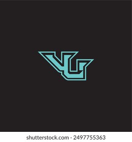 sporty and bold concept VU dynamic gaming monogram logo letter blue esport