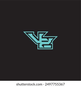sporty and bold concept VZ dynamic gaming monogram logo letter blue esport