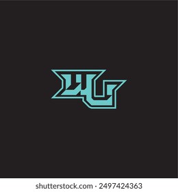 sporty and bold concept WU dynamic gaming monogram logo letter blue esport
