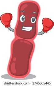 A sporty boxing athlete mascot design of bacillus bacteria with red boxing gloves