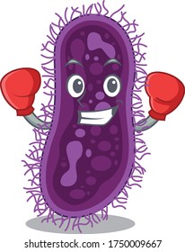 A sporty boxing athlete mascot design of lactobacillus rhamnosus bacteria with red boxing gloves