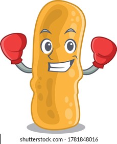 A sporty boxing athlete mascot design of shigella flexneri with red boxing gloves