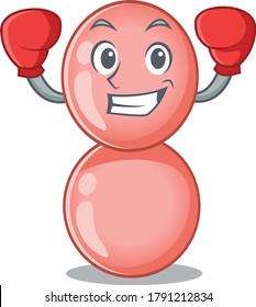 A sporty boxing athlete mascot design of neisseria gonorrhoeae with red boxing gloves