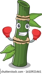 Sporty Boxing bamboo mascot character in style
