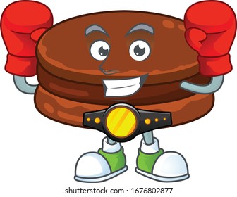 A sporty boxing of chocolate alfajor mascot design style