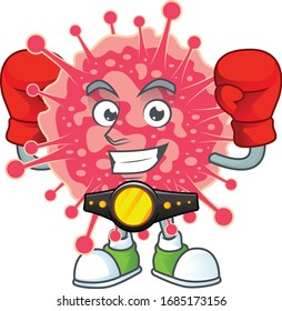 A sporty boxing of coronavirus mascot design