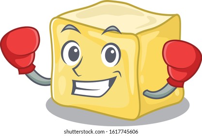 Sporty Boxing creamy butter mascot character style