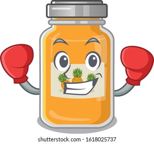 Sporty Boxing pineapple jam mascot character style