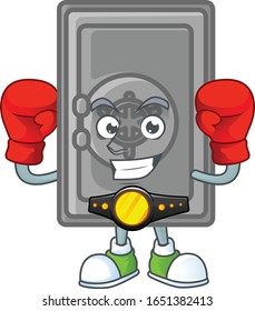 A sporty Boxing security box closed cartoon character design style