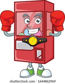 A Sporty Boxing Toy Claw Machine Cartoon Character Design Style