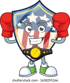 A sporty Boxing vintage shield badges USA cartoon character design style