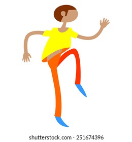 Sporty boy. None stroke cartoon flat style, vector illustration.