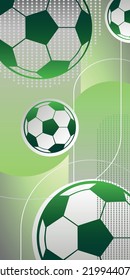 Sporty bright background with soccer balls and gradient colors. Vector illustration