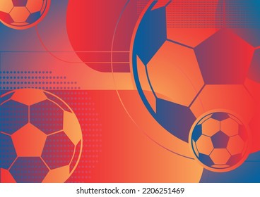 Sporty bright background with soccer balls and gradient colors. Vector