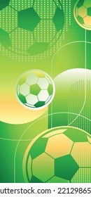 Sporty bright background with soccer balls and gradient colors. Vector illustration