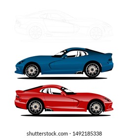 Sporty car and line illustration vector