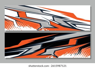 sporty car livery design vector. Graphic abstract stripe racing background designs for wrap
