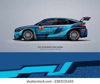 Sporty car wrap livery design for racing car